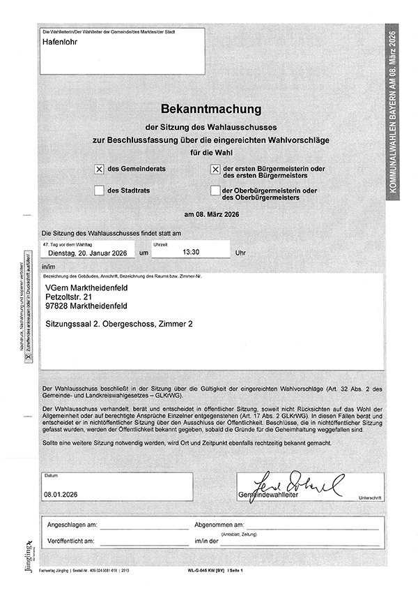 Bekanntmachung der Niederlegung Teil 2